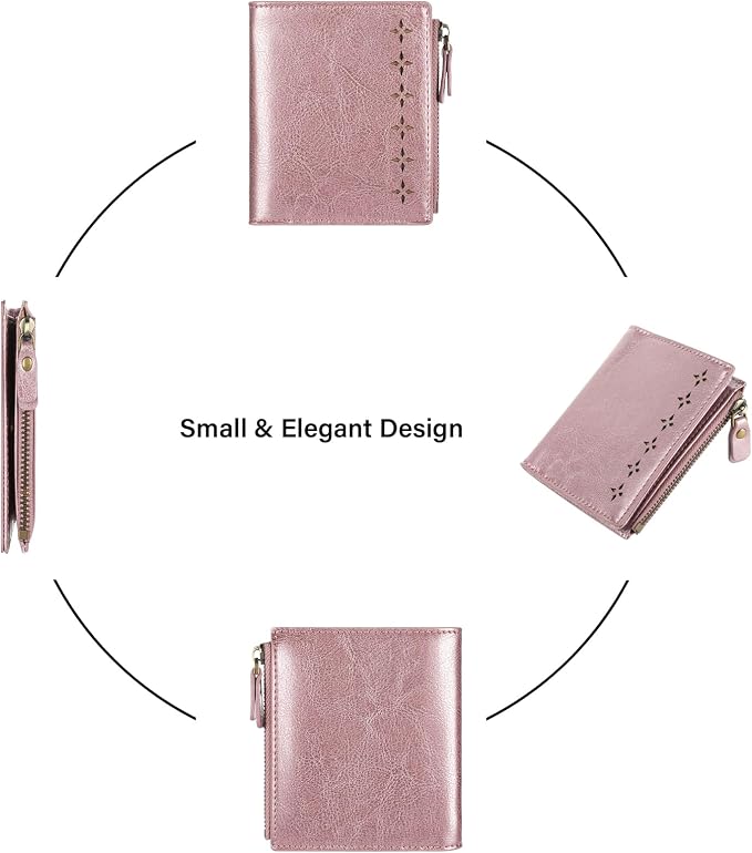 Ultra Thin Small Compact Leather Womens Girls Wallets RFID Blocking Credit Card Holder for Women - Image 6