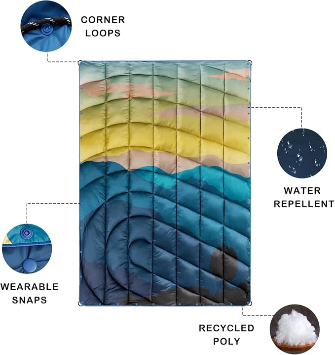 Puffy Camping Blanket,Large Camp Blanket Outdoor Camping Quilt Waterproof | Lightweight Printed Warm Packable Down Alternative Blanket for Camping,Traveling, Stadium, Hiking, Picnics - Image 4