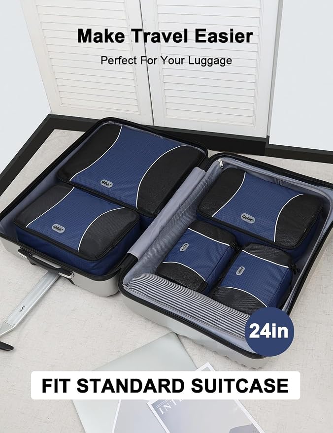 GOX Ultra Light 5 piece Packing Cubes Travel Luggage Organizer 1 Large 2 Medium 2 Small - Image 3
