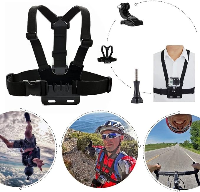 3 in 1 Universal Action Camera Accessories Kit | Head Strap Mount/Chest Harness/Selfie stick Compatible Gopro Hero 13 12/AKASO EK7000/V50/Brave 7/Dragon Touch Action Camera - Image 3