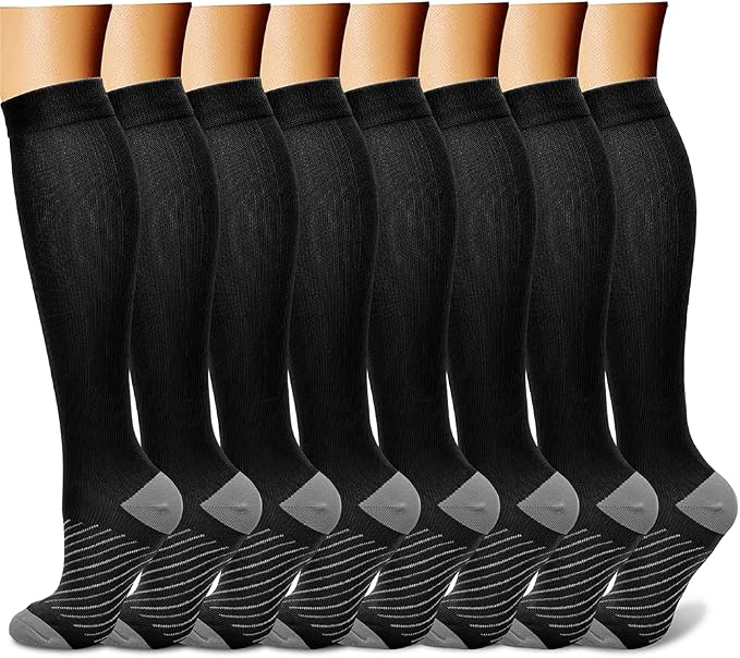 CHARMKING Compression Socks for Women & Men Circulation (8 Pairs) 15-20 mmHg Best Calf Socks Support for Athletic Cycling by CHARMKING