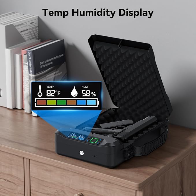 Car Gun Safe Small Pistol Safe Handheld Biometric Gun Cases for Handguns, Portable Fingerprint Pistol Lock Security Box for Travel Nightstand Bedside - Image 4