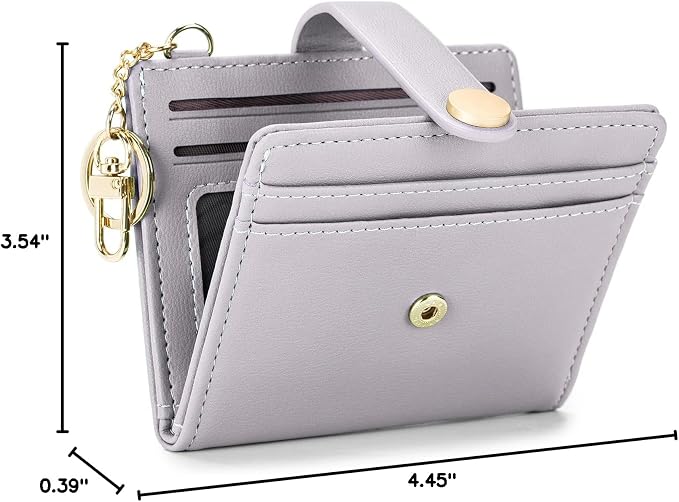 POIUGOYA Slim Wallet for Women,RFID Blocking Bifold Credit Card Holder with Zipper Coin Pocket,ID Window,Keychain - Image 7