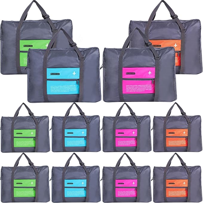 INVODA Travel Bag 12PCS Foldable Duffle Bag for Women and Men Lightweight Luggage Bag Personal Item Bag for Airlines Weekender Overnight Tote Carry on (12PCS) by INVODA