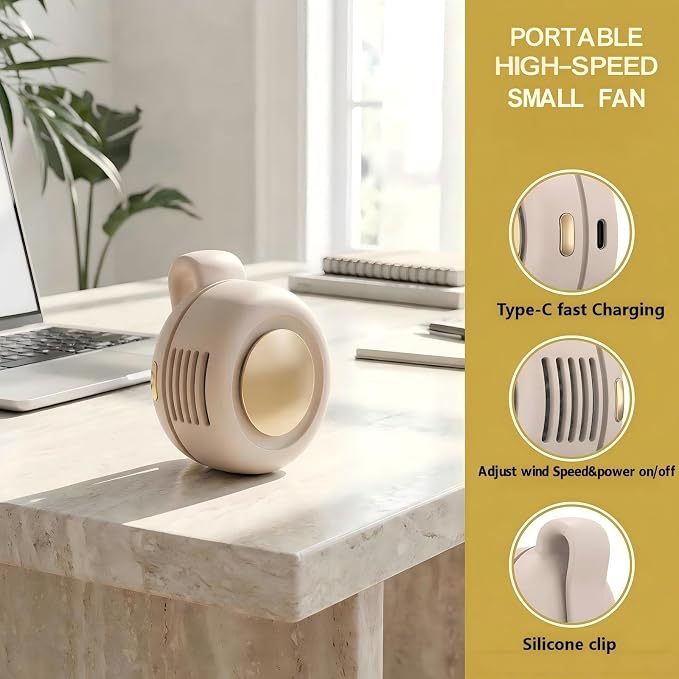 Portable Silent Mini Bladeless Electric fan Clip-On,3-Speed Rotatable Hands-Free Clip-On Fan for Shirt and Waist,Portable Mini Bladeless Fan Clip-On,For Outdoor & Travel & Office & Indoor - Image 2