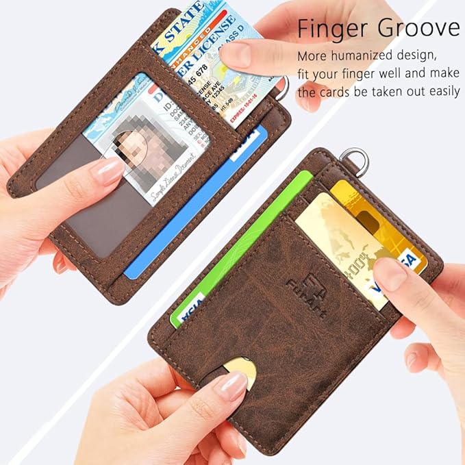 FurArt Slim Minimalist Wallet RFID Credit Card Holder for Men | slim minimalist compact rfid id window thin - Image 3