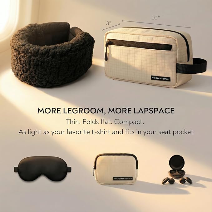 Slim Travel Neck Pillow for Long Flights, 360° Memory Foam Support Travel Neck Pillow with Premium Airplane Comfort Essentials 5pc Set, Best for Sleeping on Airplanes, Cars, Trains | Compact Bag - Image 8
