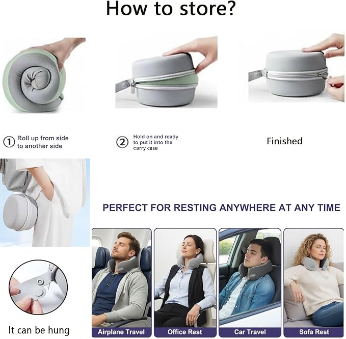 Travel Pillow with Cool Material,Neck Pillow for Traveling 100% Pure Memory Foam,Travel Neck Pillow with Hard Case, Airplane Pillow for Traveling,Travel Essentials (Pink) - Image 6