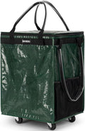 (Medium,Green) Reusable Grocery Bag on Wheels, Foldable Rolling Tote, Carries Up to 66 lbs Shopping Trolley, Zipper Clouser Shopping Carts for Trips, Laundry, 4 Heavy Duty Wheels and 3 Handles by EROBSKJ