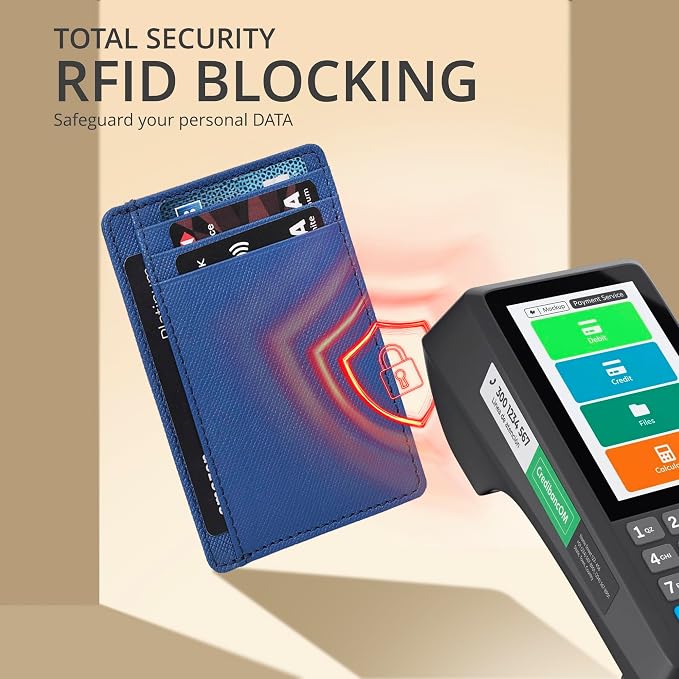Slim Minimalist Leather Wallet RFID Blocking Front Pocket Card Holder - Image 5