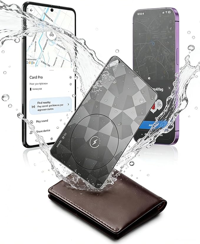 Wallet Tracker Card (iOS and Android), 6-12 Years Battery GPS Smart Card | Bluetooth Slim Tracing Card, Work with Apple Find My & Google Find Hub, Locator for Luggage, Passports, Keys, Backpack by NozlaID