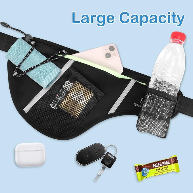SooGree Men Women Sports Running Waist Bag, Waterproof Fanny Packs with Adjustable Belt, Waist Fanny Pack Bag with Water Bottle Holde for Running Hiking Walking Biking - Image 3