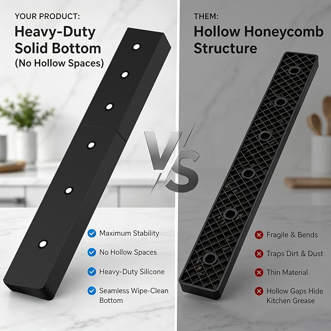30" Magnetic Stove Top Shelf, Silicone Over the Stove Spice Rack Organizer | Heat Resistant Silicone, Anti-Rattle No-Scratch Range Shelf, 3 Functional Partitions Kitchen Storage for Spices - Image 6