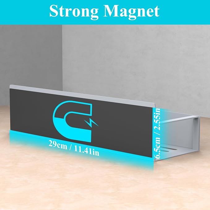 HuggieGems 4 Pack Magnetic Spice Storage Rack Organizer for Refrigerator and Oven, Gray Fridge Organizers and Storage | Magnetic Shelves Heavy Duty for Fridge in Kitchen, Seasoning Storage Organizer, For Oven Washer and Dryer, For Heavier Items - Image 3