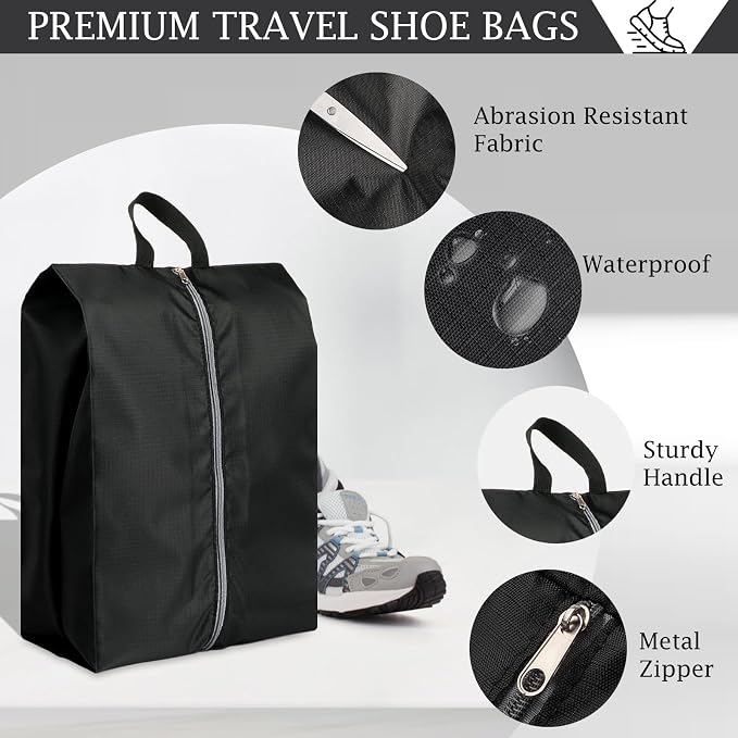 Shoe Bags for Travel, Set of 4 Pack Shoe Travel Bags for Packing Large | Large Waterproof Portable Travel Shoe Bag with Zipper Travel Essentials Women for and Men - Image 3