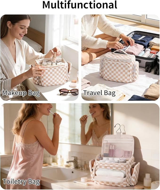 Narwey Hanging Travel Toiletry Bag for Women, Large Makeup Cosmetic Bag | Wide Open, Organized Pocket, Dry Wet Separation, Portable Bathroom Travel Bag for Full Size Toiletries, Vivid Pattern, Gifts - Image 9
