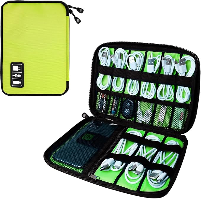 Lcsmaokin Electronics Organizer Travel Case,Electronic Accessories Storage Bag,Portable Waterproof Cable Organizer Bag,Travel Cord Organizer Bags for Small Charging Cord Storage,SD Card-Green by Lcsmaokin