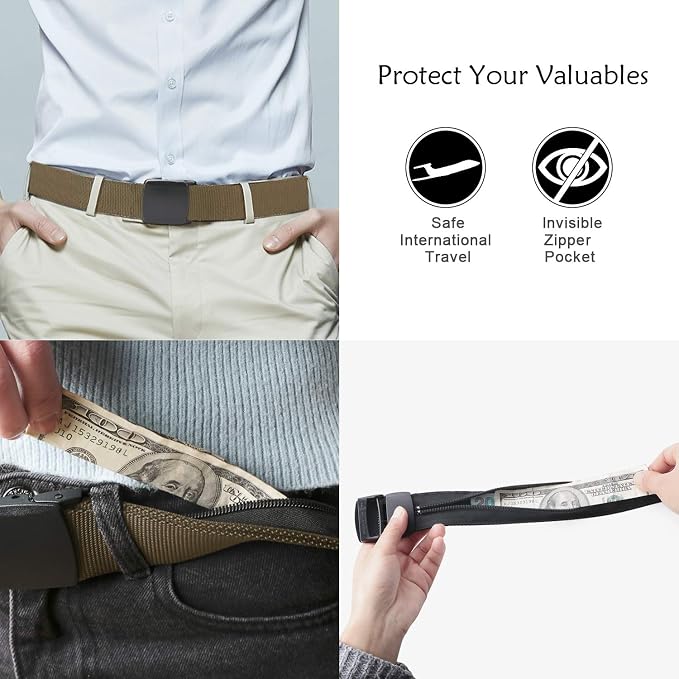 SUOSDEY Travel Money Belt, Nylon Hidden Money Pocket Belt with Plastic Buckle - Image 2