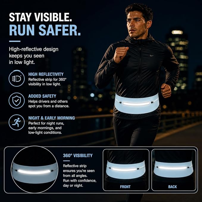 Slim No-Bounce Running Belt - Waterproof Exercise Waist Pack for Marathons, Hiking & Dog Walking - Hidden Travel Money Belt for Phones - Image 6