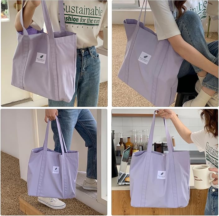 TeeYee Women Tote Bag Foldable Shoulder Bag for Travel Work | Solid Color Shopper,Lightweight & Portable,Wide & Reinforced Handles,Multi-Purpose Use,Soft & Sturdy,Machine Washable - Image 8