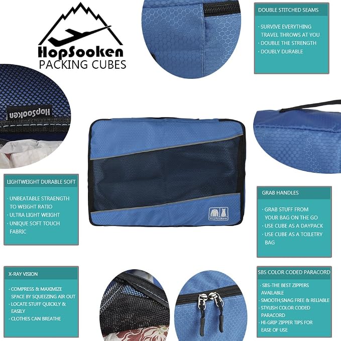 5 Set Packing Cubes for Travel Large Suitcase Luggage Organizer Bags Travel Accessories Vacation 4 Cubes 1 Laundry Pouch Bag - Image 7