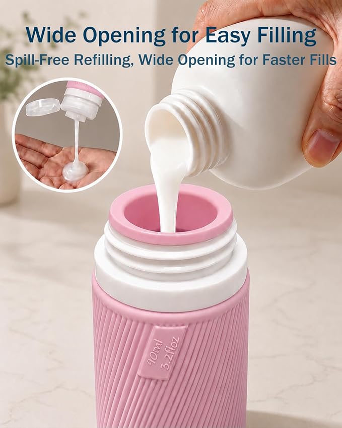 Redfly 13-Piece TSA-Approved Travel Size Bottles for Toiletries, Leak proof | Travel Size Containers, BPA-free silicone, clear toiletry bag, under 3.4oz, wide mouth,travel essentials for shampoo, lotion - Image 3