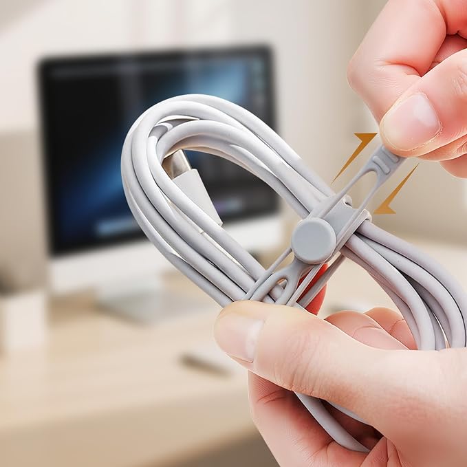 30 Pcs Silicone Cable Ties, Reusable Data Cable Organizer Wire Organizers for Office, Multipurpose Elastic Cord Wraps Cable Management for Charging Cord,Appliances,Home,Office,Kitchen,School,Travel | High Elastic, Multipurpose, Cable Management for Cha... - Image 9