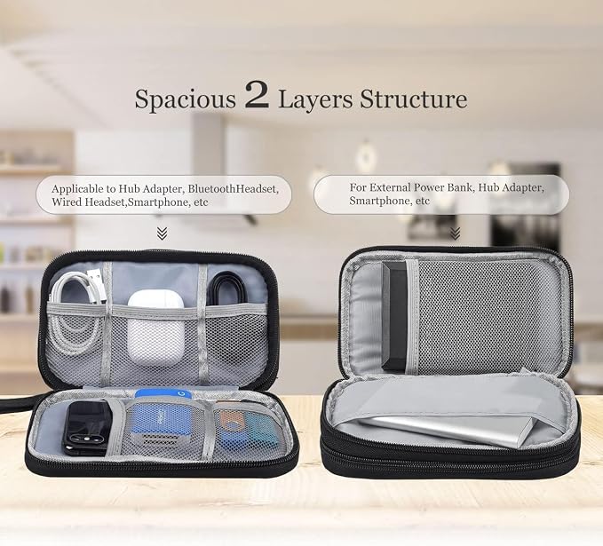 CAOODKDK Electronics Accessories Organizer Pouch Bag, Travel Universal Organizer for Cable, Charger, Phone, SD Card, Business Travel Gadget Bag - Image 5