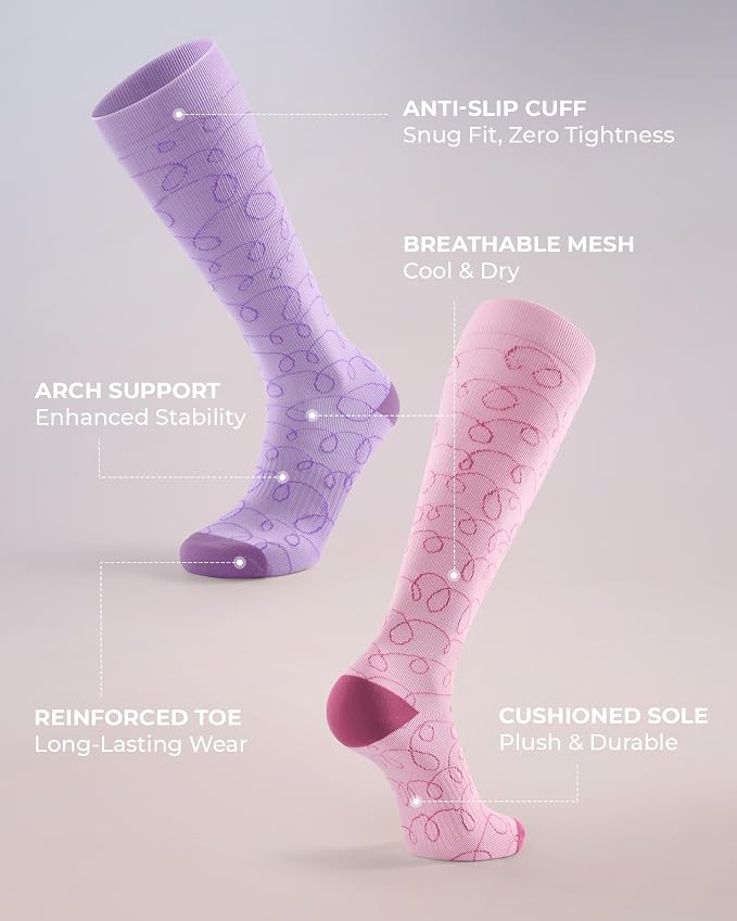 FITRELL 4 Pairs Compression Socks for Women & Men, 15-20mmHg Circulation Support for Athletic Travel Daily Wear - Image 4