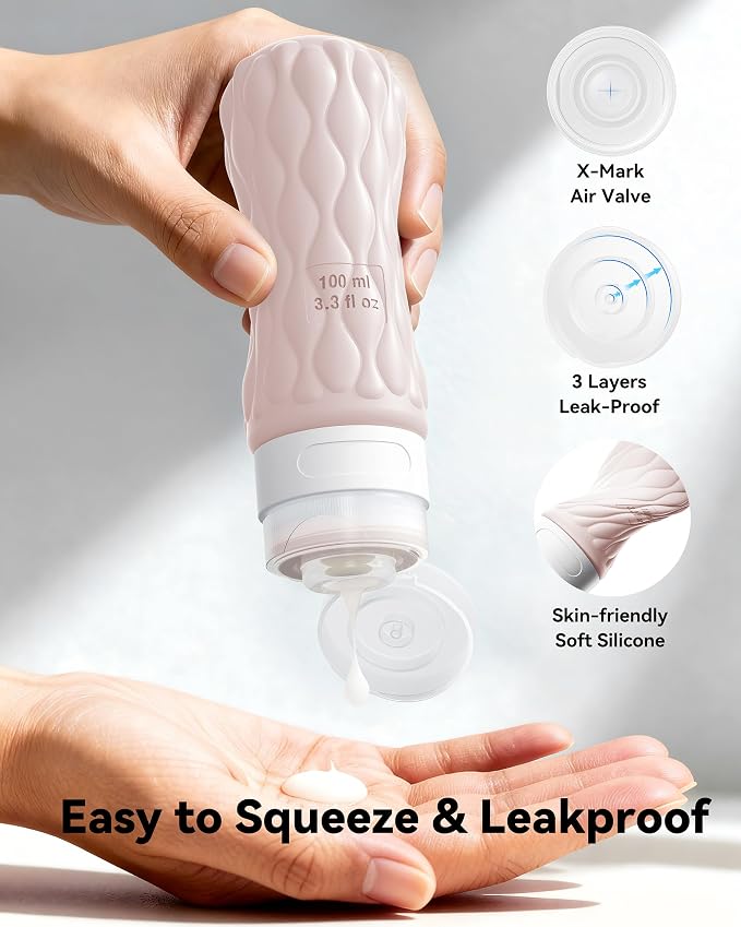 Travel Bottles for Toiletries Silicone Travel Size Containers 3.4oz 1.7oz | Travel Essentials TSA Approved Leakproof Refillable Squeeze Bottles with Labels/Clear Bag for Shampoo, Conditioner, Creams - Image 3