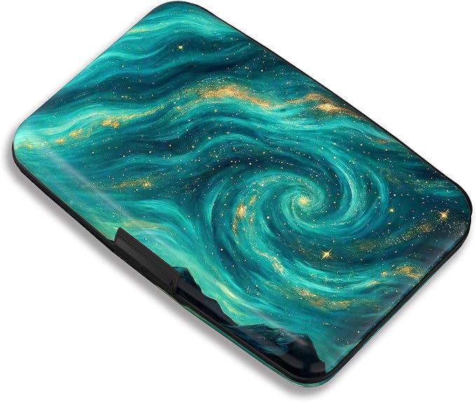 Maicican RFID Blocking Aluminum Credit Card Holder | Slim Metal Wallet for Women & Men, Business Card Case for Travel, Fits Front Pocket, Card holder wallet - Green Starry Sky by Maicican