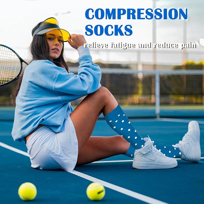 Aoliks Compression Socks for Women and Men 4 Pairs, Mild Support | Long Knee High Stockings for Nurses Running Travel Flying Pregnancy Athletic 15-20 mmHg - Image 3