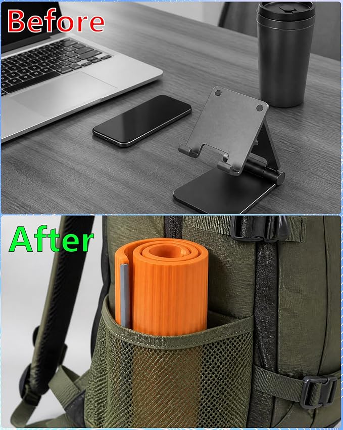 Airplane Phone Holder & Travel Essentials, Flexible Silicone Aluminum Foldable Phone Stand, 0.12" Ultra-Thin Non-Slip Desktop Mount for Flight, Bed, Office, Treadmill - Image 5