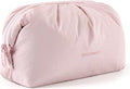 BAGSMART Makeup Bag Travel Toiletry Bag, Cute Make Up Bag, Large Capacity Cosmetic Bags for Women, Wide-open Makeup Pouch Travel Essentials Toiletries Accessories Brushes (Pink) by BAGSMART