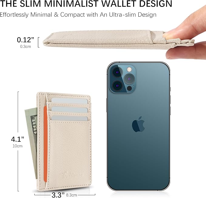 Travelambo Front Pocket Minimalist Leather Slim Wallet RFID Blocking Medium Size - Image 6