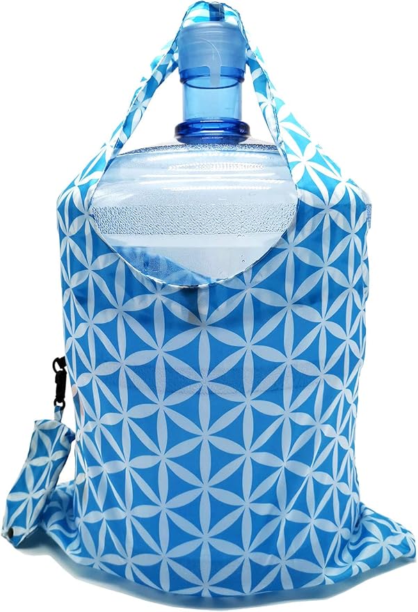 HOLYLUCK Reusable Grocery Bags,Heavy Duty Foldable Shopping Tote Bag (Standard, 3 Blue Geometric Flowers) - Image 2
