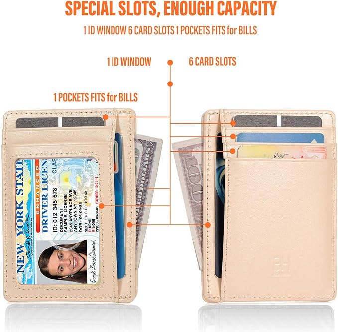 GH GOLD HORSE Slim RFID Blocking Card Holder Minimalist Leather Front Pocket Wallet for Women | Slim - Image 5