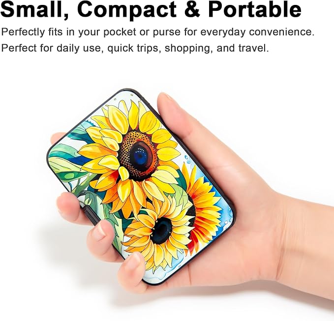 Credit Card Holder, Metal Card Wallet RFID Blocking Mini Slim Aluminum Business Hard Card Case for Women Men (Watercolor Sunflower) - Image 2