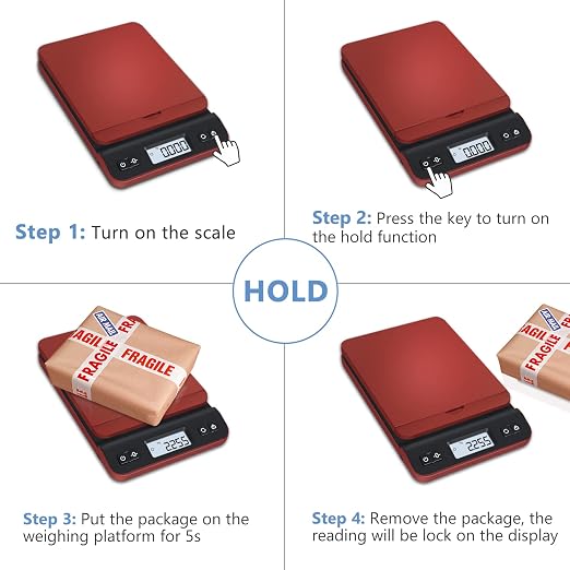QP Shipping Scale, 86lb/0.1oz Digital Scale for Packages, Postal Scale with Hold/Tare Function, Back-lit LCD Display, Flip-up Holder, Shipping Scale for Small Business, Battery & Tape Measure Included - Image 6