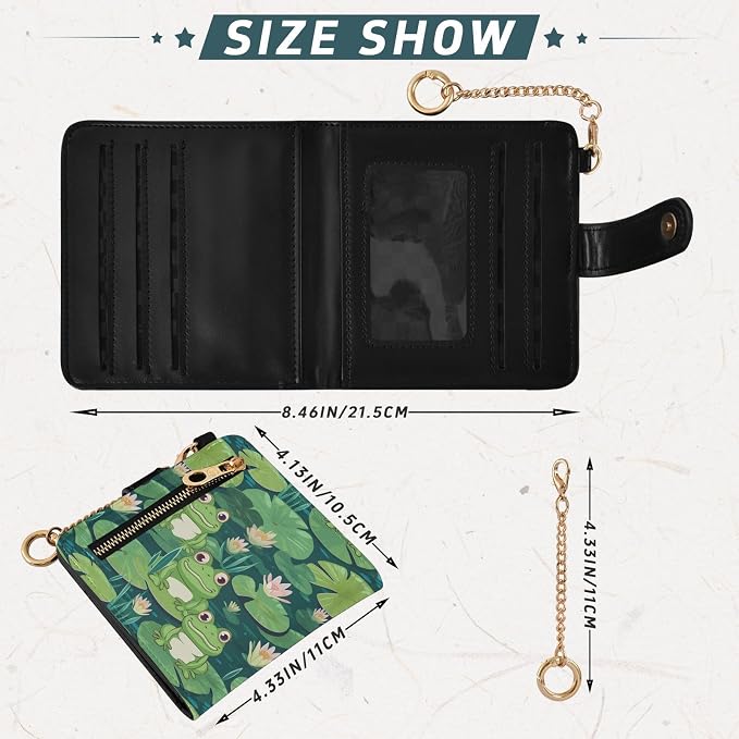 Green Ugly Frog Pond Women's Wallets RFID Blocking,Credit Card Holder Bifold Wallet,Slim Card Cases,PU Leather Travel Wallet for men Girls - Image 3