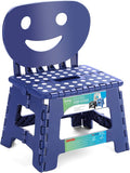 Folding Step Stool with Back Support for Kids,9" Kids Step Stool for Outdoor or Indoor Kitchen Step Stools and Bathroom Stool for Toddlers Boys Girls - Royal Blue by ACSTEP