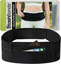 Running Belt Money Belt, 3 Large Zippered Pockets | Fanny Pack - Adjustable No-Bounce, 1 Waterproof Pocket, Water Bottle Holder, Key Clip, Fits Phone, Passport & More by Stashbandz