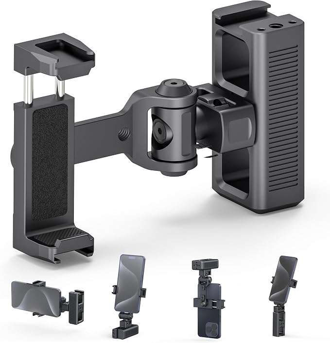 Phone Clip Rig Stabilizer for Smartphone, Lightweight Handheld Vlogging Rig with 360° Rotation, Grip & Cold Shoe Mounts | Compatible with Most Smartphones (for Arri-Standard) by ROZOER