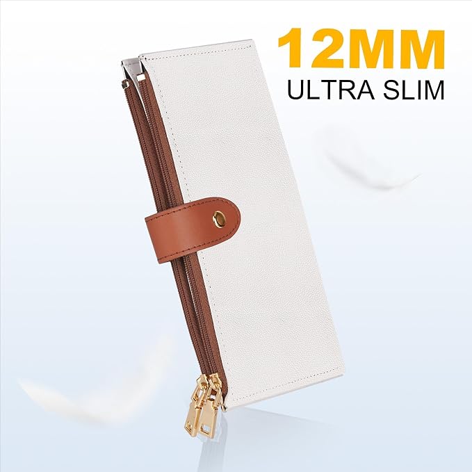 Travelambo Leather Wallets for Women Slim RFID Blocking Bifold Credit Card Holder Wallet | Large Capacity, 16 Card Slots & ID Window, 2 Zipper Pockets, Dual Snap Closure, Slim Lightweight, RFID Privacy Protection - Image 7