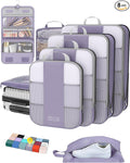 OlarHike 8 Set Compression Packing Cubes for Travel Essentials,Compressible Expandable Space Saver Bags for Organizing Clothes,Luggage Suitcase Garment Bags with Over 1000 pcs Mesh Holes(Purple Gray) by OlarHike