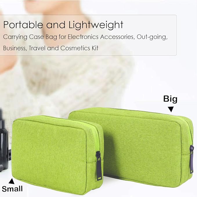 CAAORDKSO Electronics Organizer Case, Cable Organizer Bag Waterproof Electronic Accessories Case Travel Electronic Carrying Bag for Cable, Cord, Charger, Phone, Power Bank, Earphone (Big-Green) - Image 4