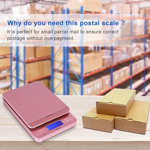 Fuzion Shipping Scale, Digital Postage Scale for Packages 86 lb/0.1oz with Hold and Tare, Postal Scale with Flip Holder, Package Scale for Small Business, Battery & AC Adapter, Rose Gold - Image 7