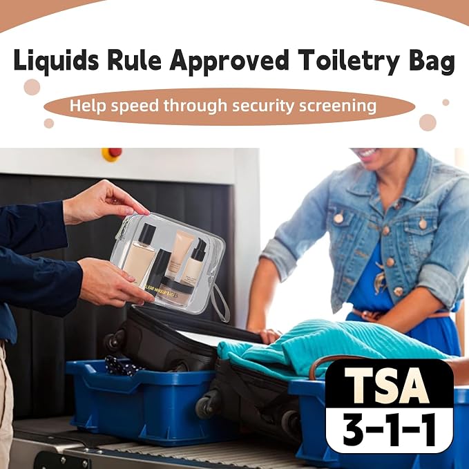 Icramsy Clear Makeup Bag,2 Pack TSA Approved Toiletry Bag for Women & Men | Portable Handheld Design, Waterproof, Airport Airline Compliant, Clear Toiletry Cosmetic Bag - Image 5