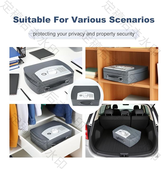 0.08 Cu Ft Portable Steel Security Safe Box with Digital Keypad | Portable Travel Safe Built With Carrying Handle, Ideal For Storing Cash, Jewelry & Documents At Home, Office And Hotel - Image 8