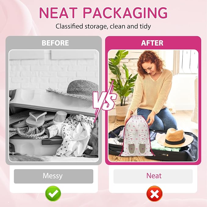 Shoe Bags for Travel, Waterproof Drawstring Shoe Bags for Packing | 13.8" x 11.8" Large Dustproof Portable Travel Shoe Storage Bags Travel Essentials Women - Image 7